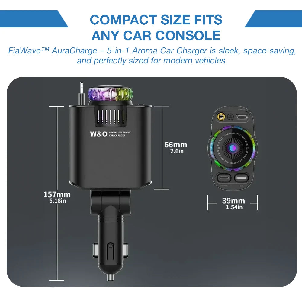 FiaWave™ AuraCharge – 5-in-1 Aroma Car Charger