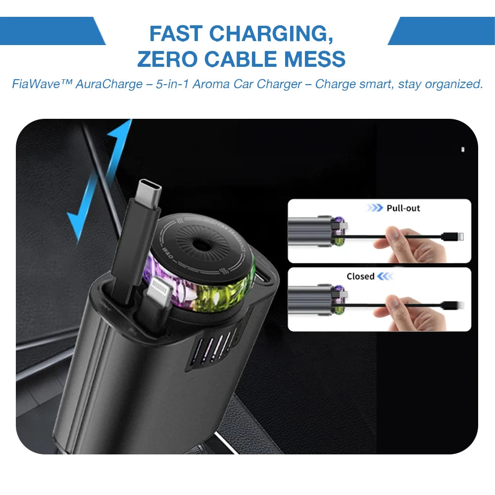 FiaWave™ AuraCharge – 5-in-1 Aroma Car Charger