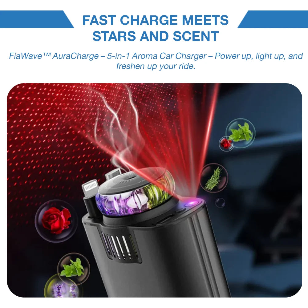 FiaWave™ AuraCharge – 5-in-1 Aroma Car Charger