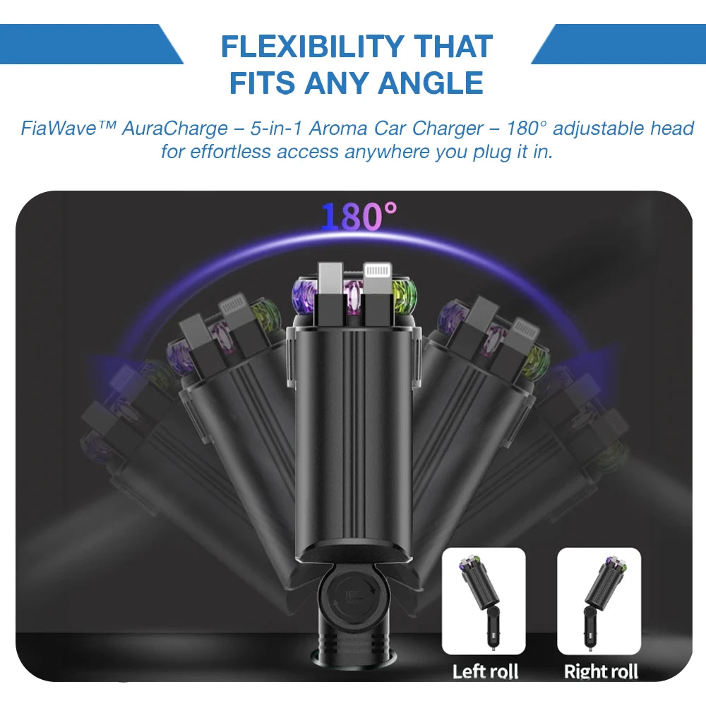 FiaWave™ AuraCharge – 5-in-1 Aroma Car Charger