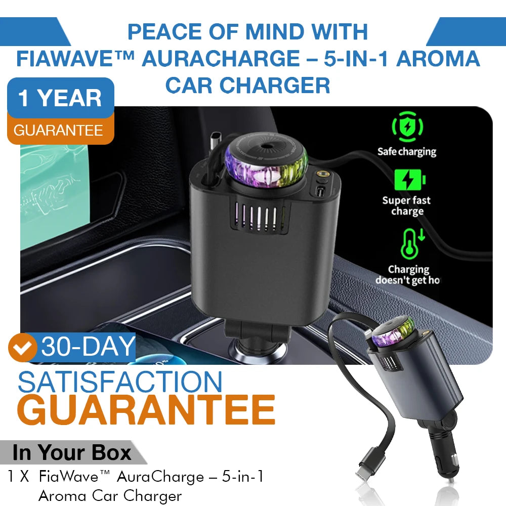 FiaWave™ AuraCharge – 5-in-1 Aroma Car Charger
