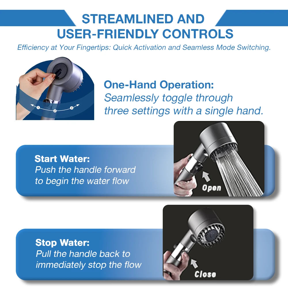 compact and high-performance showerhead with turbocharged water pressure. Features a built-in cotton filter that removes chlorine and limescale for healthier skin and hair. Adjustable spray settings provide a spa-like shower experience with a powerful yet eco-friendly design.