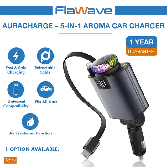 FiaWave™ AuraCharge – 5-in-1 Aroma Car Charger